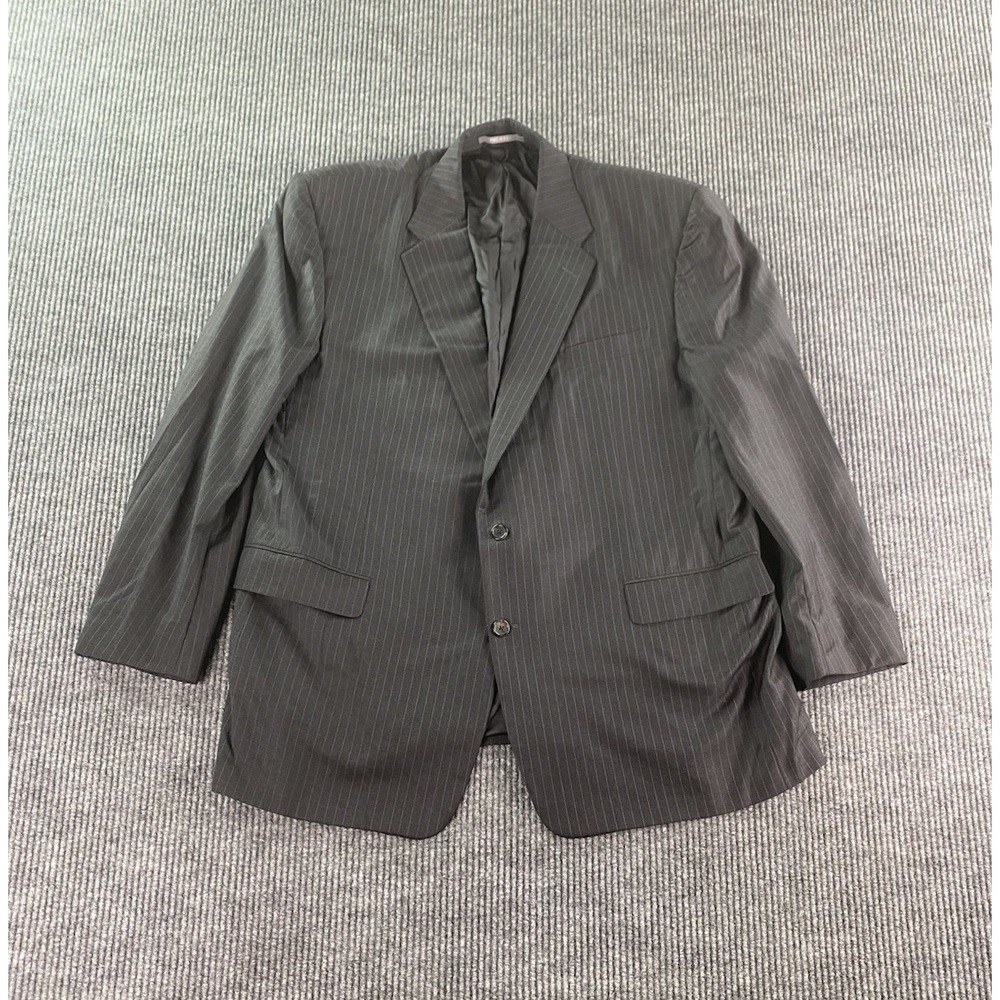 Hickey Freeman Suit Jacket Mens 48 R Gray Wool Striped Premium Loro Piana Italy